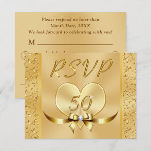 Cartes RSVP en or pour les 50 ans de mariage