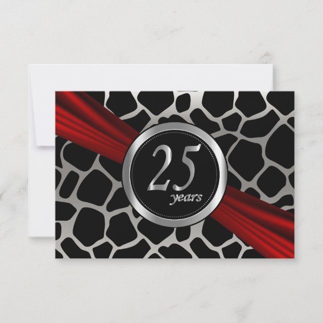 Cartes RSVP Exotic 25th Silver Mariage Anniversair (Devant)