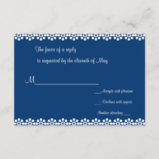 Cartes RSVP fleurs bleues et blanches