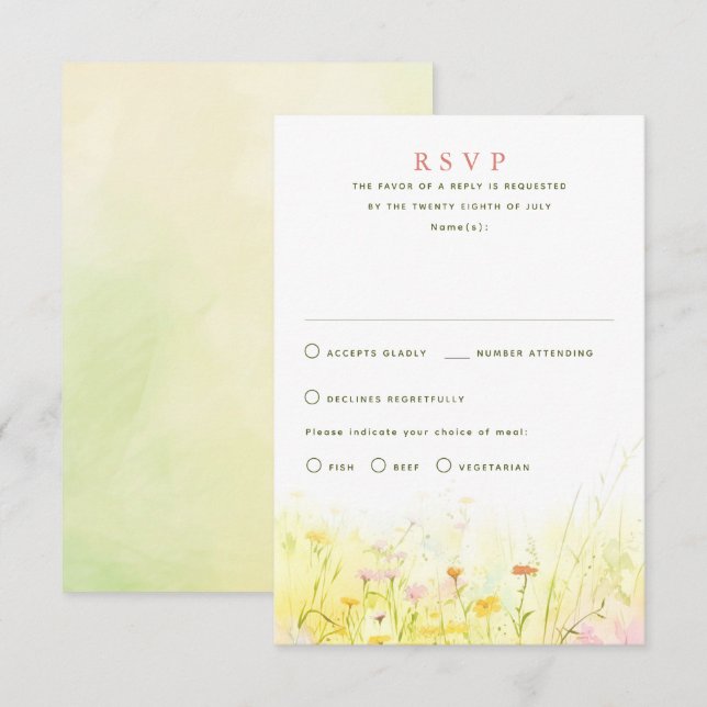 Cartes RSVP fleurs sauvages de mariage d'été (Devant / Derrière)