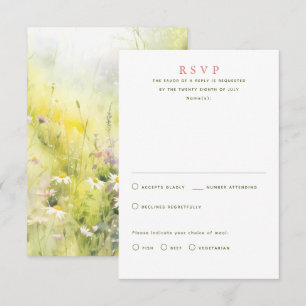 Cartes RSVP fleurs sauvages de mariage d'été
