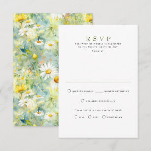 Cartes RSVP fleurs sauvages de mariage d'été