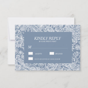 Cartes RSVP florales Dusty Blue Chinoiserie