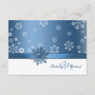 Cartes RSVP Hiver Blue and White Snowfalks