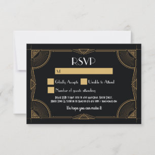 Cartes RSVP Invitations de Mariage Vintage Gatsby