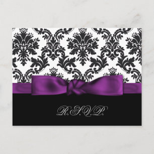 cartes rsvp mariage damassé violet