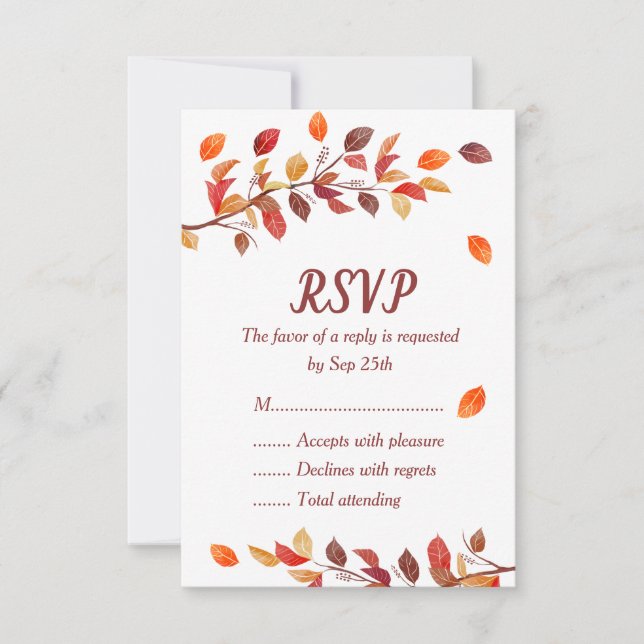 Cartes RSVP Mariage de automne feuille automne (Devant)