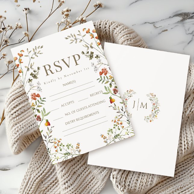 Cartes RSVP Mariage de automne Rustique Meadow (Créateur téléchargé)