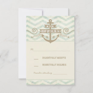 cartes RSVP mariage nautique chevron vieille ancre