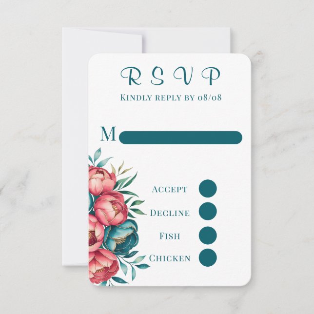 Cartes RSVP Marsala Gold Peony Wedding Peony (Devant)
