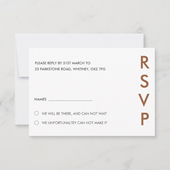 Cartes RSVP minimalistes de mariage (Devant)