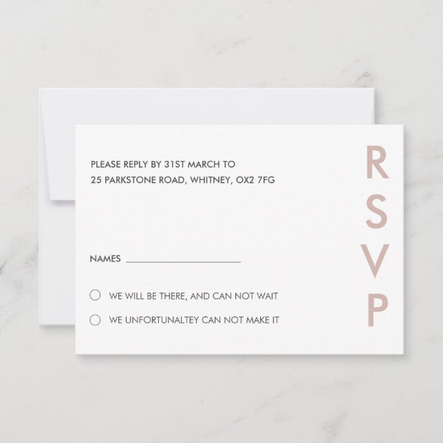 Cartes RSVP minimalistes de mariage (Devant)