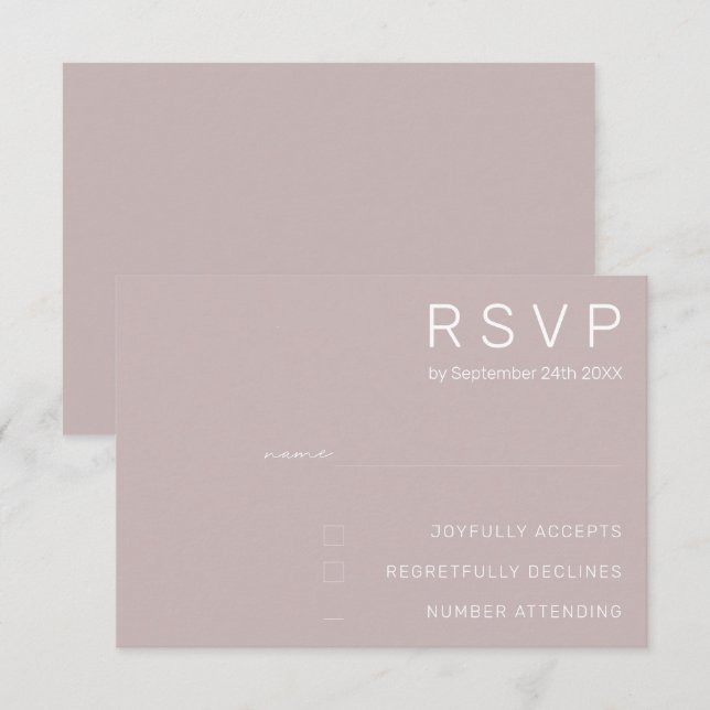 Cartes RSVP minimalistes de mariage (Devant / Derrière)