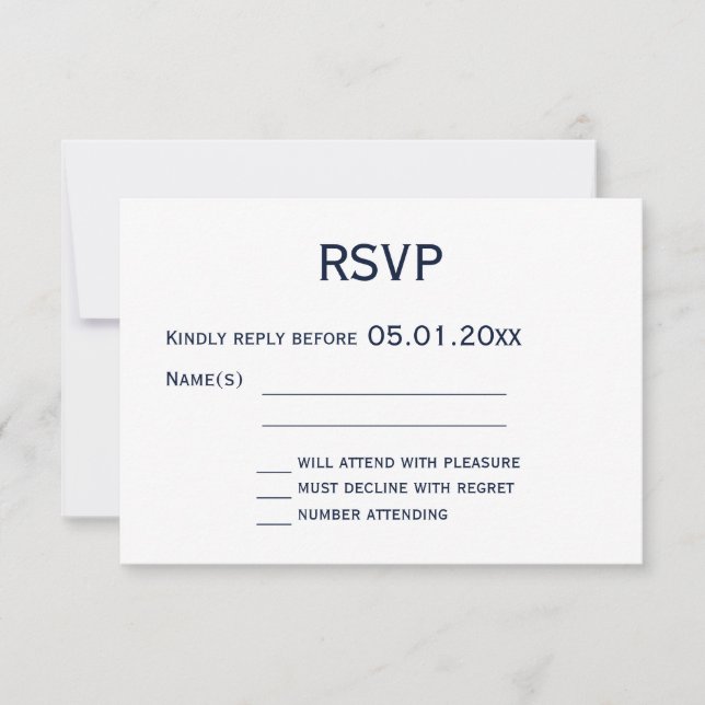 Cartes RSVP Monogram Blue And White Gay Wedding (Devant)