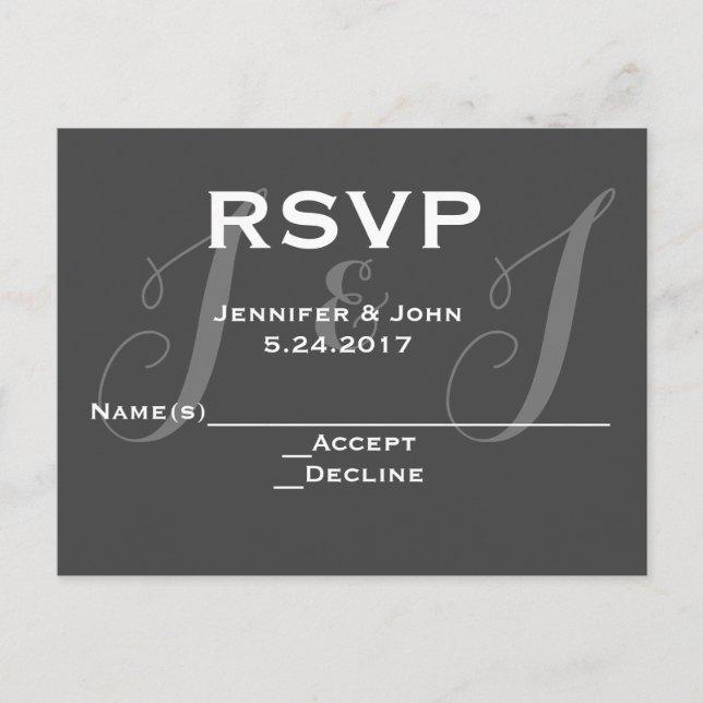 Cartes RSVP monogramme du tableau de bord (Devant)