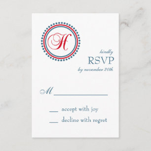 Cartes RSVP Monogramme Point H (Rouge / Bleu)