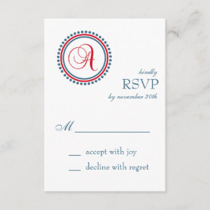Cartes RSVP Monogrammes (Rouge / Bleu)
