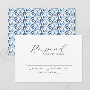 Cartes RSVP Motif bleu