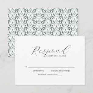 Cartes RSVP Motif vert Sage
