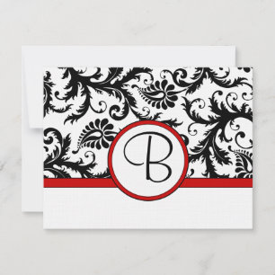 Cartes RSVP-Noir & Blanc Damas Trier Rouge