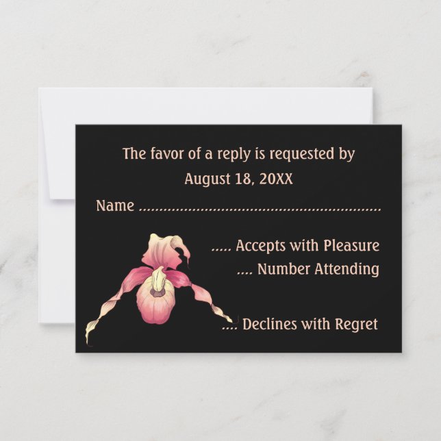 Cartes RSVP Orchidée Pink Lady Slipper (Devant)