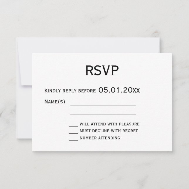 Cartes RSVP personnalisées De Mariage Gay Noir Et  (Devant)