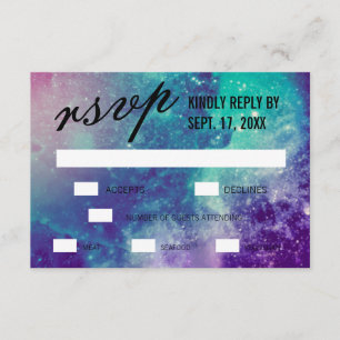 Cartes RSVP personnalisées Smokey Galaxy Wedding