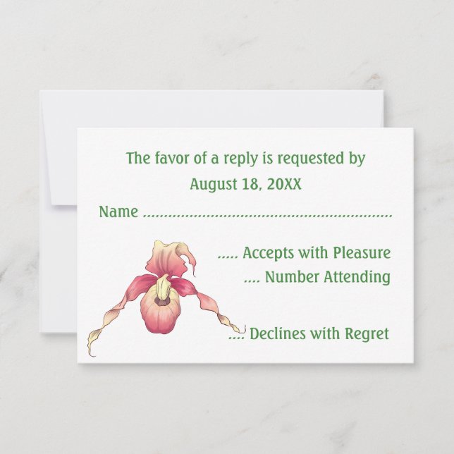 Cartes RSVP Pink Lady Slipper Orchid (Devant)