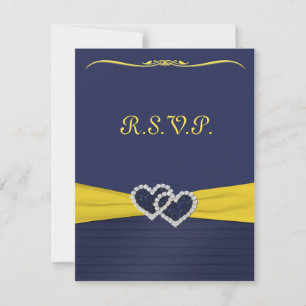 Cartes RSVP Plis Bleus et Coeurs Diamants