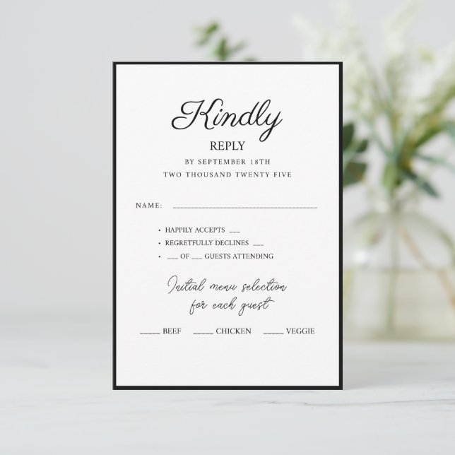 Cartes RSVP pour mariage. (Debout devant)