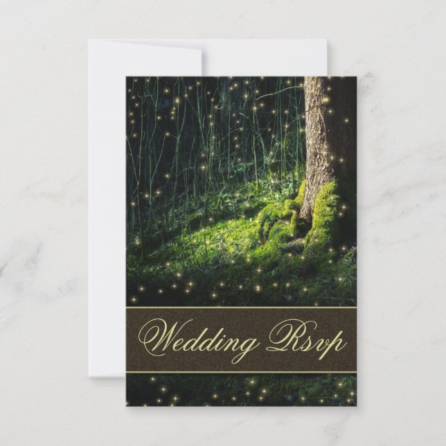 Cartes RSVP pour mariage avec luciole de forêt enc (Devant)