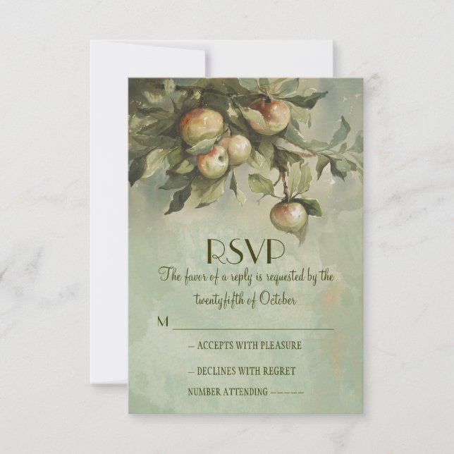 Cartes RSVP pour mariage dans le jardin d'Apple (Devant)