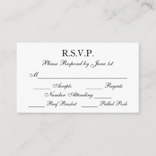 Cartes RSVP pour mariage officiel noir et blanc él