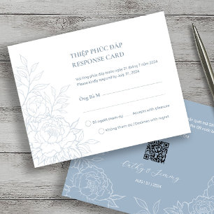 Cartes RSVP poussiére bleu Pivoine vietnamienne bi