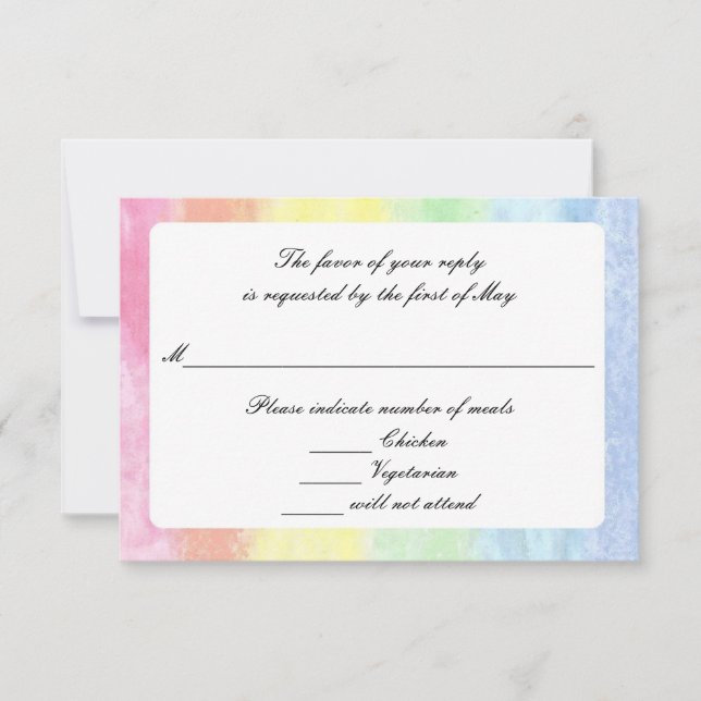 Cartes RSVP "Rainbow Watercolor" (Devant)