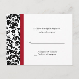 Cartes RSVP Red et Black Mariage damassé