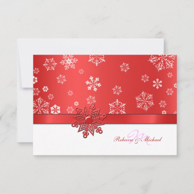 Cartes RSVP Red & White Snowflake hiver (Devant)