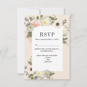 Cartes RSVP romantiques pour les pivoines et les a