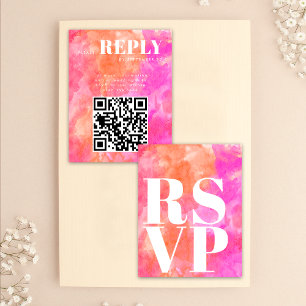 Cartes RSVP rose et orange pour code QR Mariage