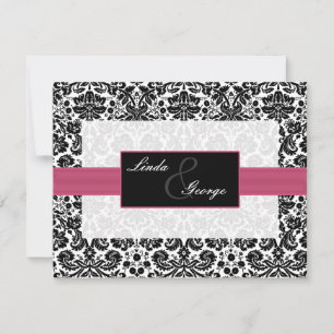 cartes rsvp rose, noir et blanc