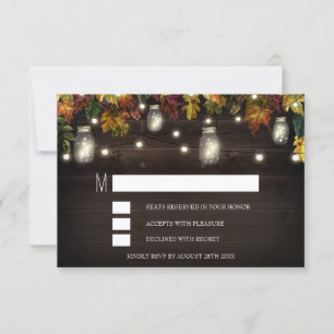 Cartes RSVP Rustic Fall Firefly Mason Jar Wedding