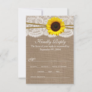 Cartes RSVP Rustic Sunflower Collection Mariage