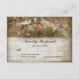 Cartes RSVP rustiques Camo et Mariage campagnard b
