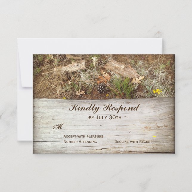 Cartes RSVP rustiques Camo et Mariage campagnard b (Devant)