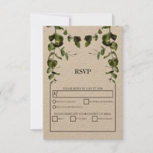 Cartes RSVP Rustiques Feuilles Eucalyptus Mariage