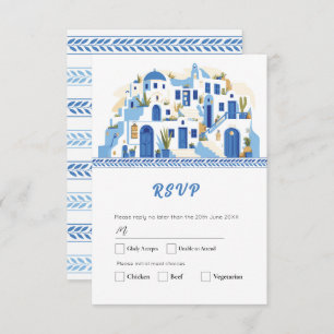 Cartes RSVP Santorini Mariage Grèce bleue
