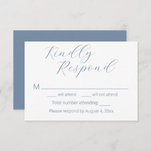 Cartes RSVP simples minimalistes Dusty Blue Weddin