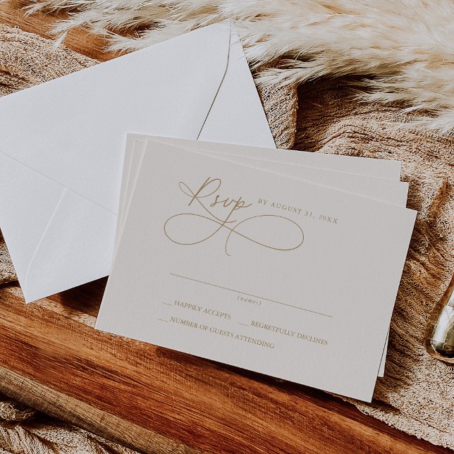 Cartes RSVP simples or et ivoire de charme élégant (Créateur téléchargé)