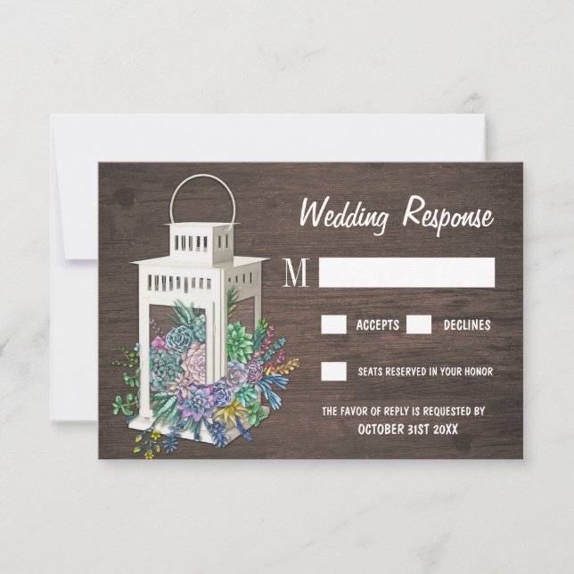 Cartes RSVP Succulentes Rustiques De Mariage En Bo (Devant)