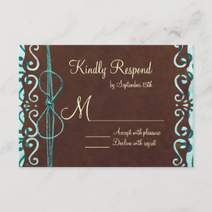Cartes RSVP Turquoise et Mariage campagnard Brown